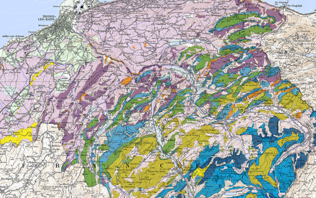 Carte géologique simplifiée du Géoparc Chablais