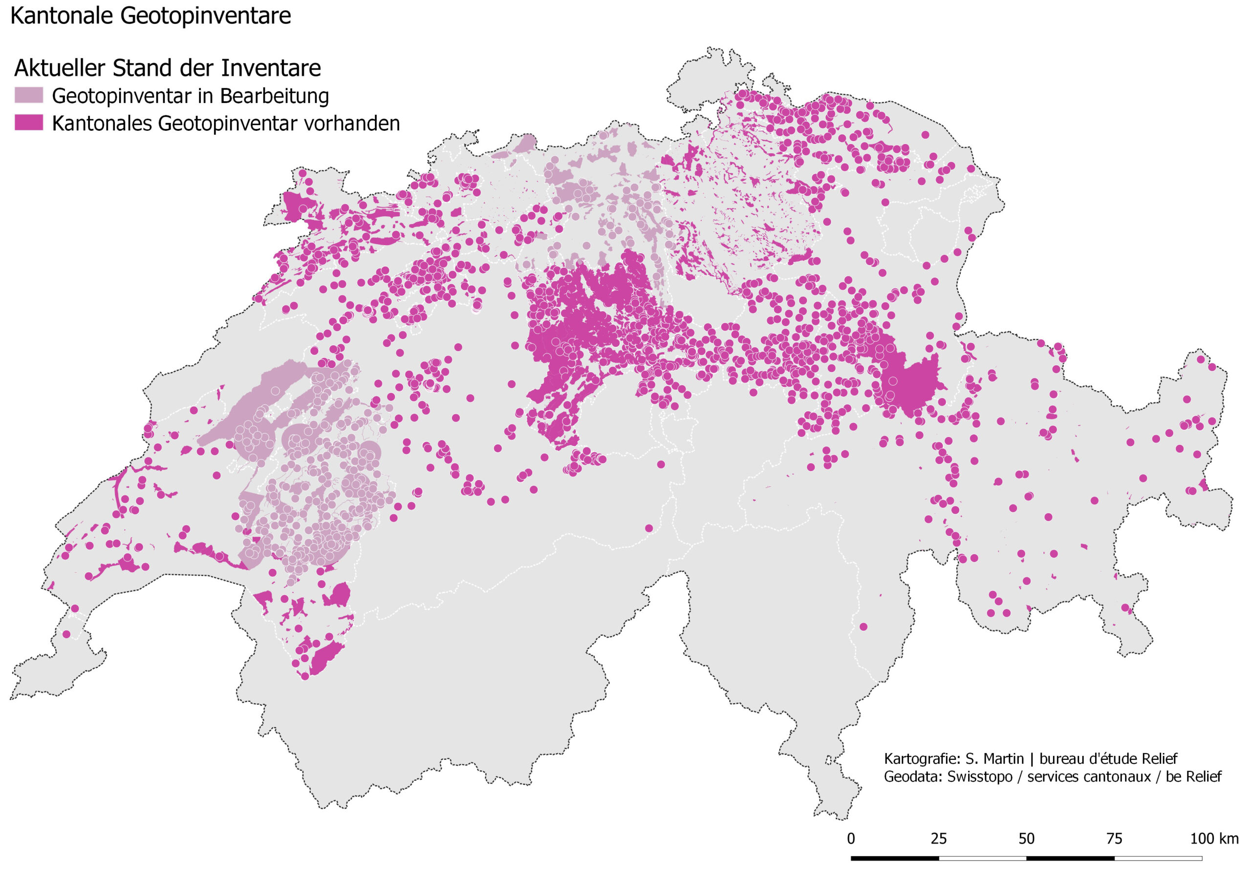 Etat des inventaires cantonaux de géotopes